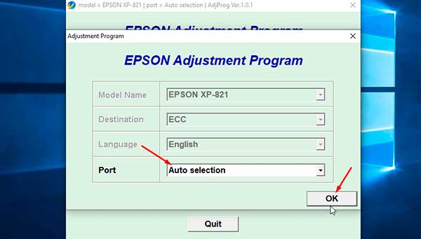 Resetting Epson XP-821