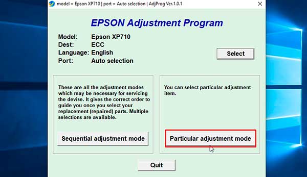 Download resettter Epson XP-710