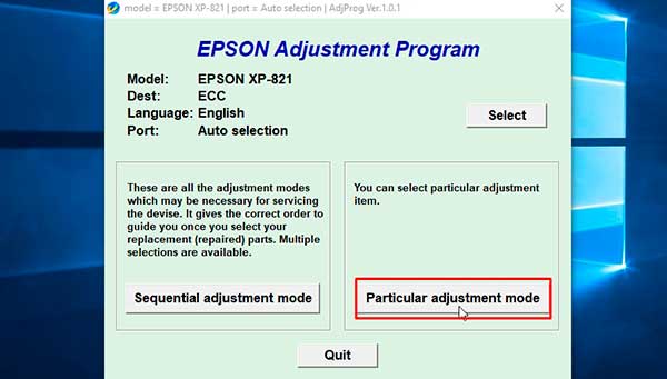 Resetter Epson Expression Premium XP-821